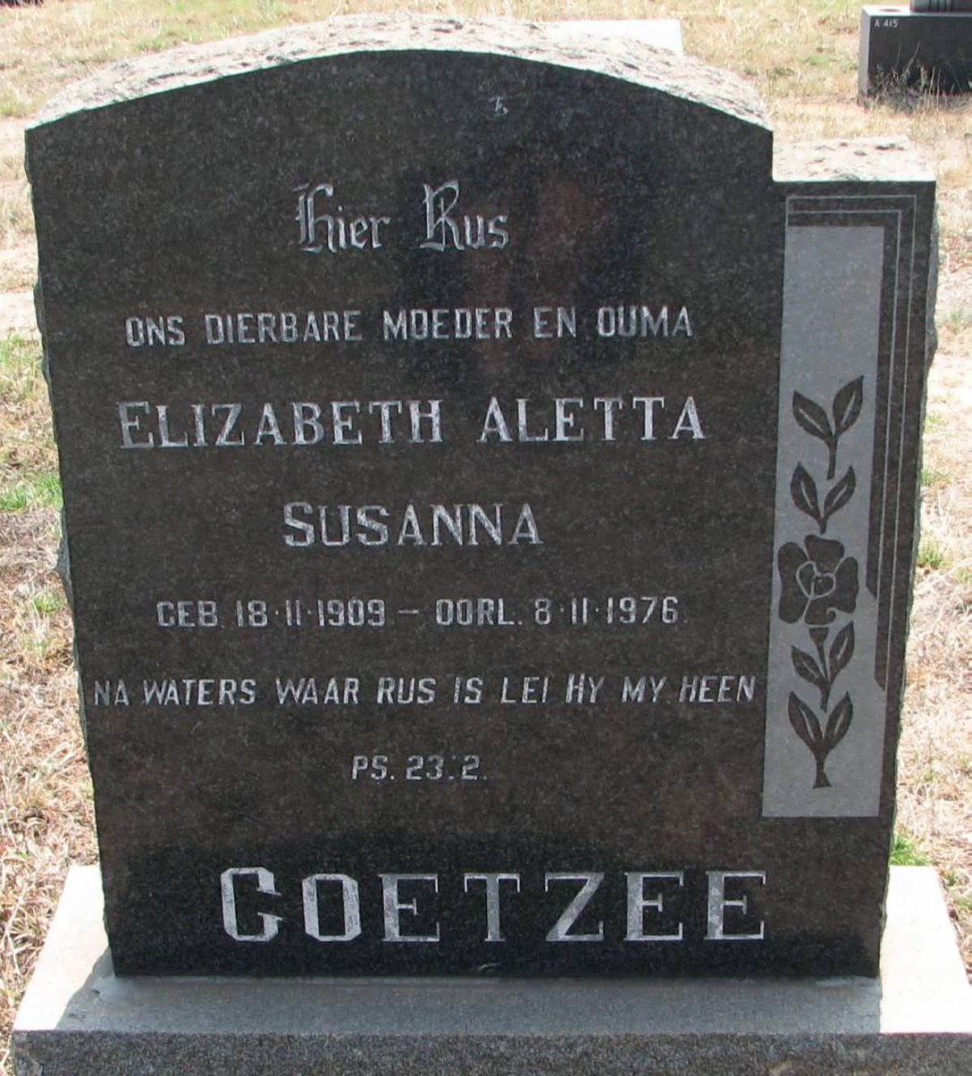COETZEE Elizabeth Aletta Susanna 1909-1976