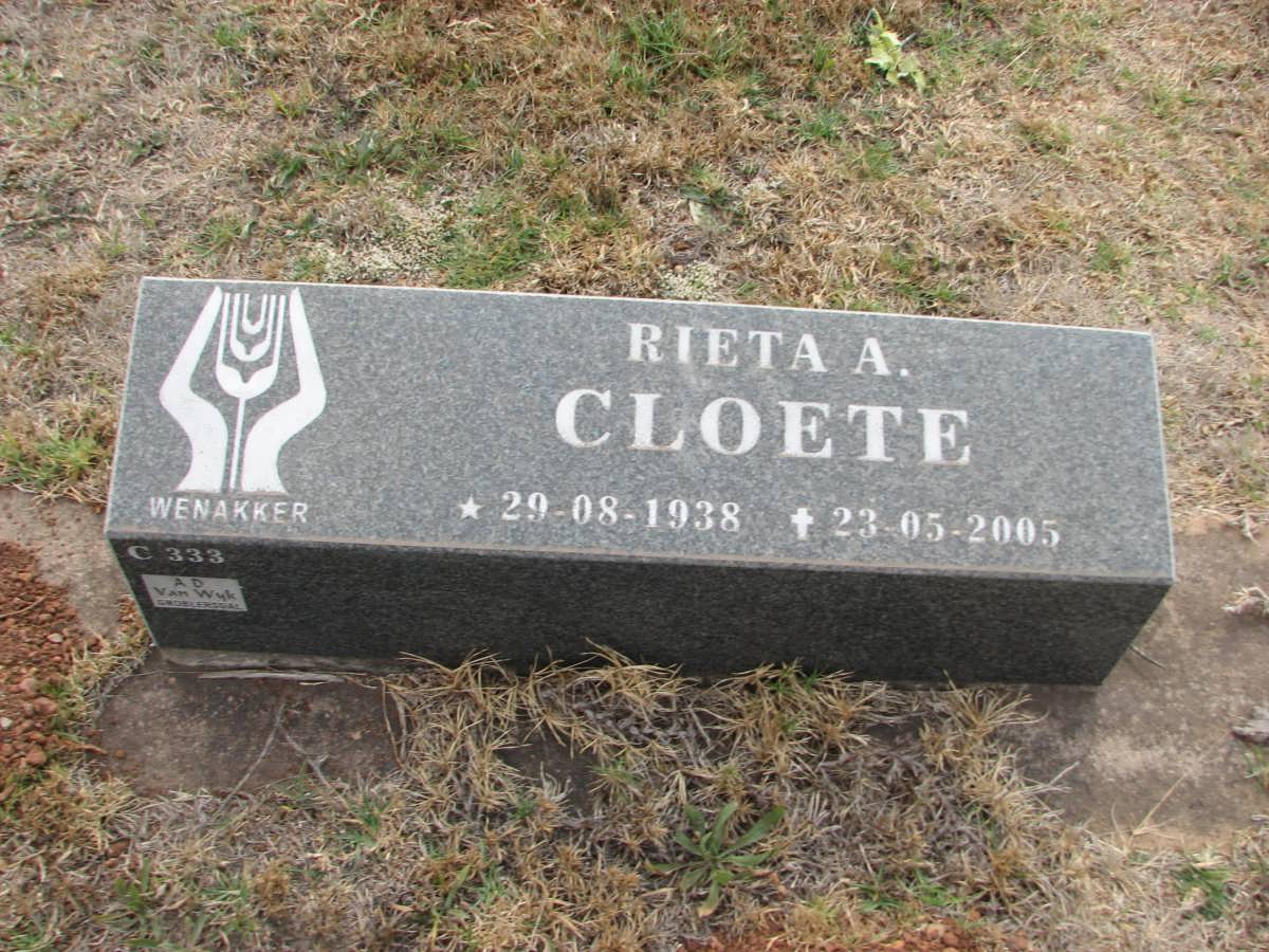 CLOETE Rieta A. 1938-2005