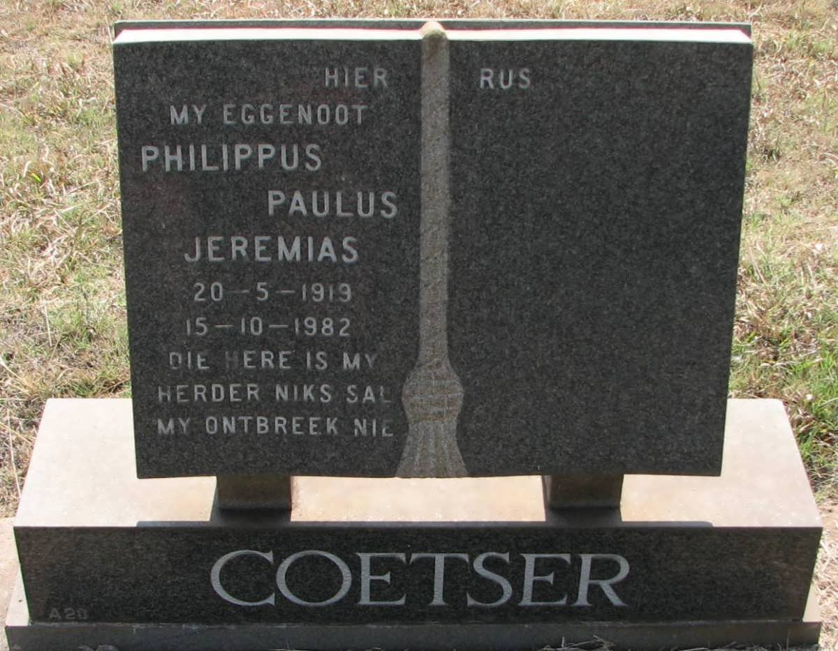 COETSER Philippus Paulus Jeremias 1919-1982