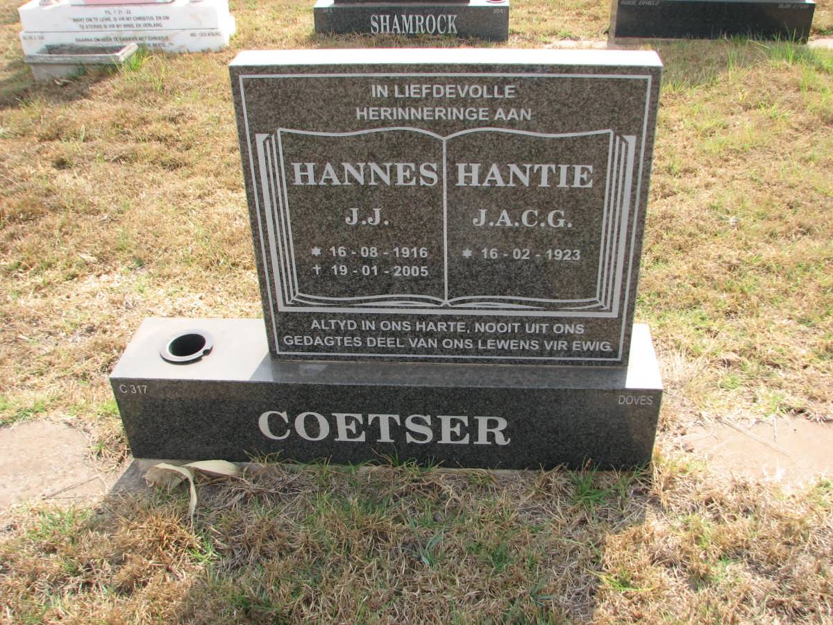 COETSER J.J. 1916-2005 &amp; J.A.C.G. 1923-