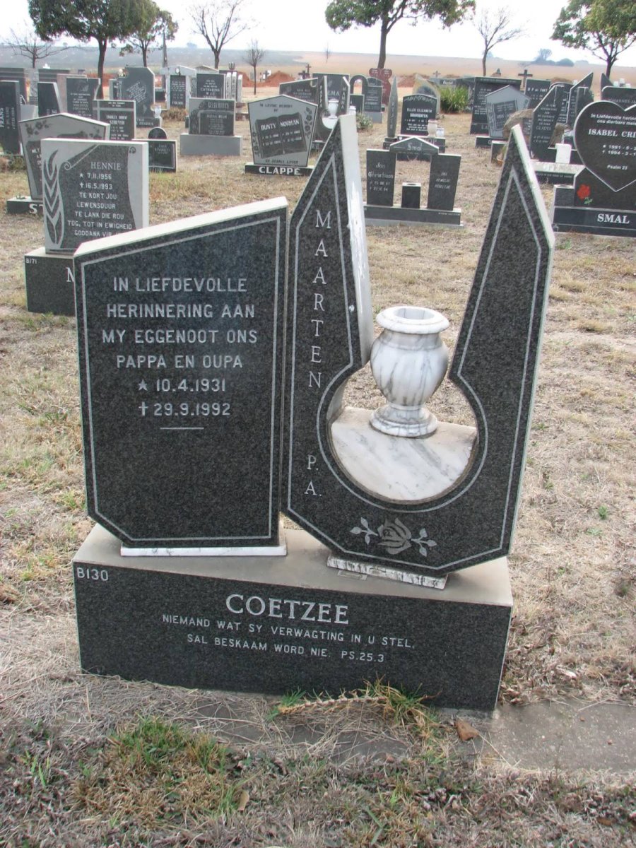COETZEE P.A. 1931-1992