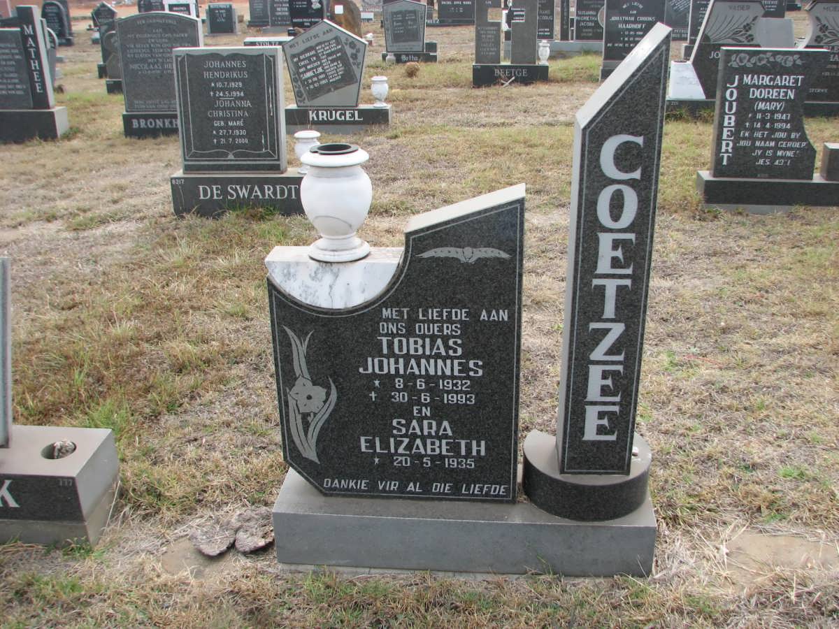 COETZEE Tobias Johannes 1932-1993 &amp; Sara Elizabeth 1935-