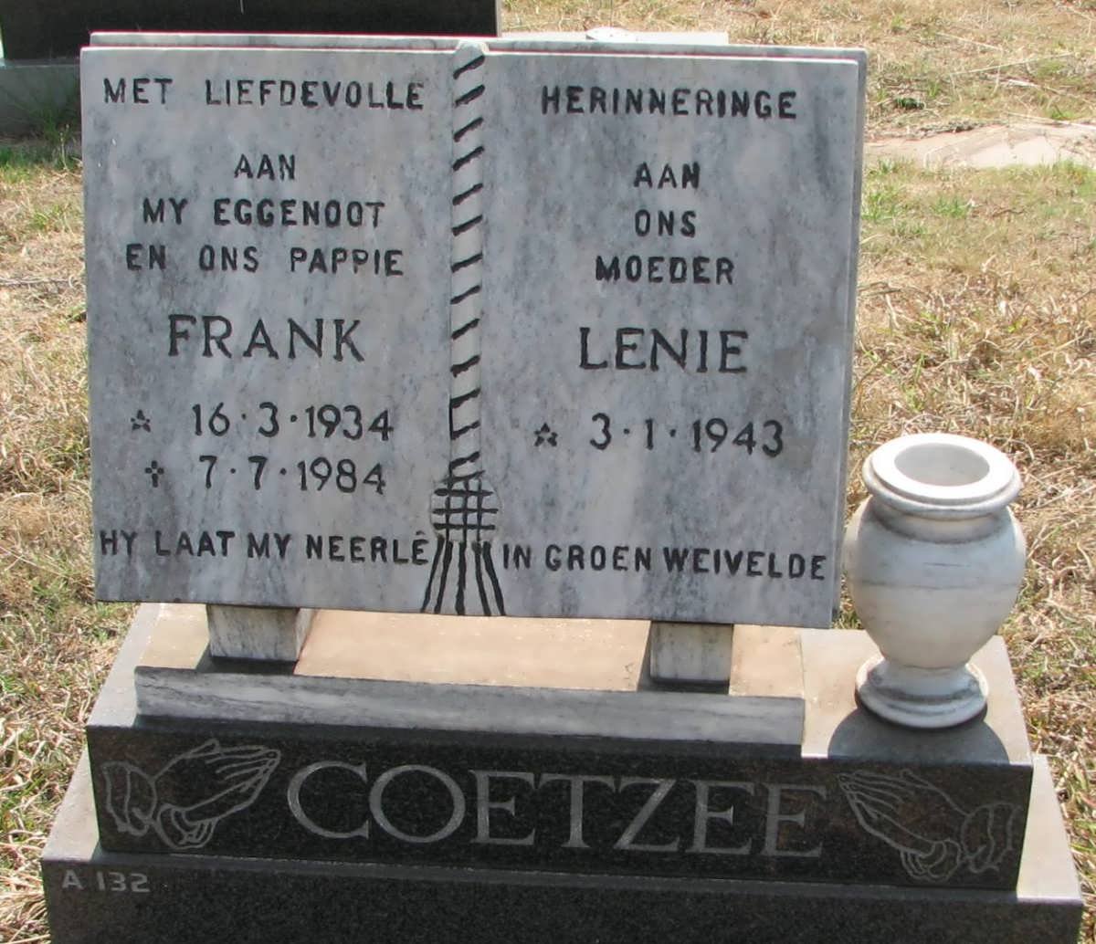 COETZEE Frank 1934-1984 &amp; Lenie 1943-