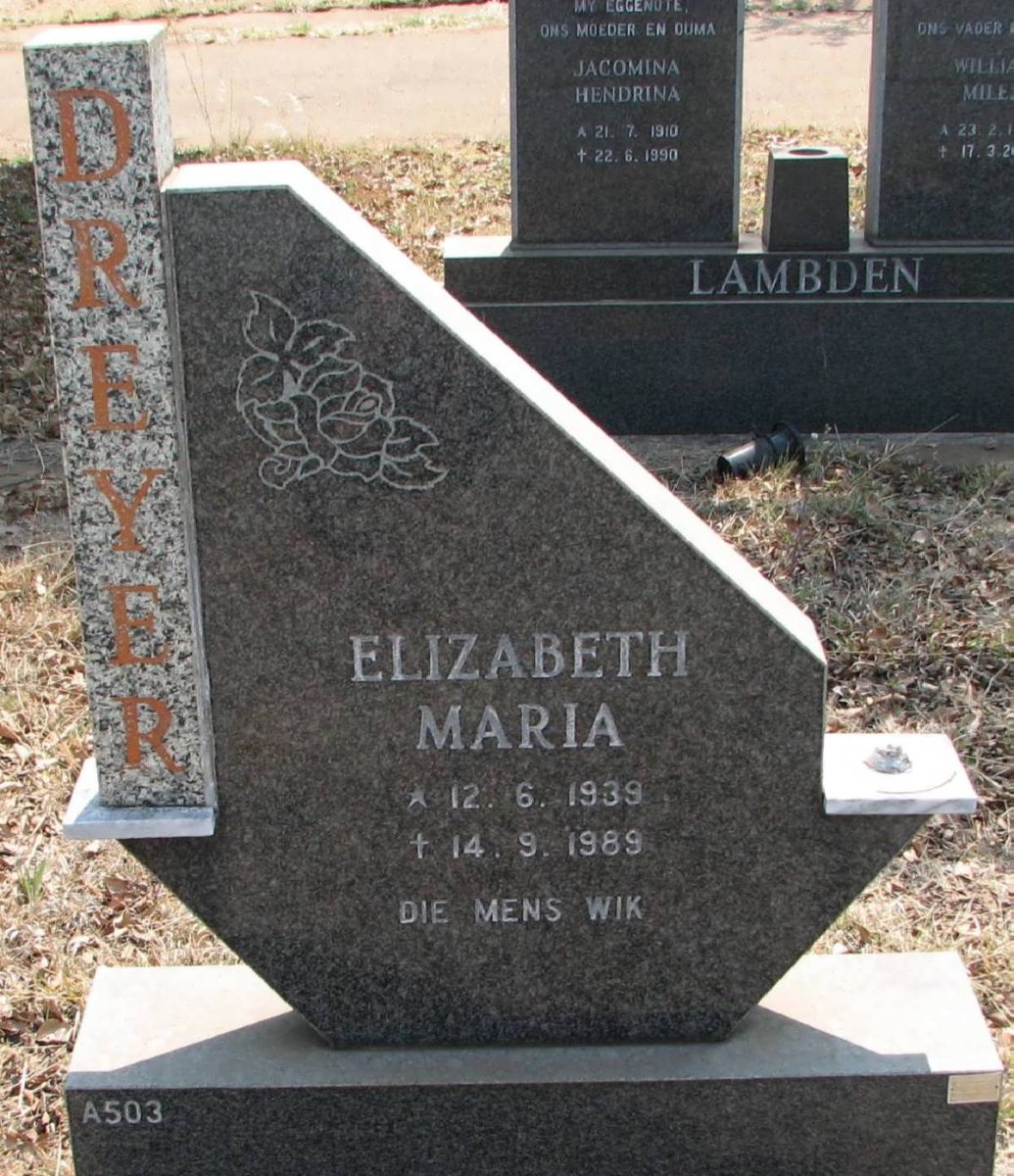 DREYER Elizabeth Maria 1939-1989