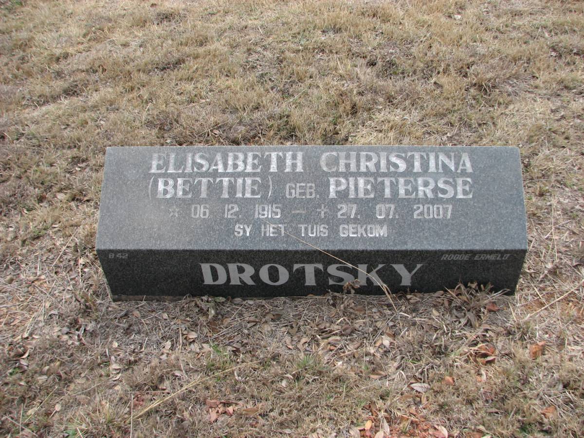 DROTSKY Elisabeth Christina nee PIETERSE 1915-2007