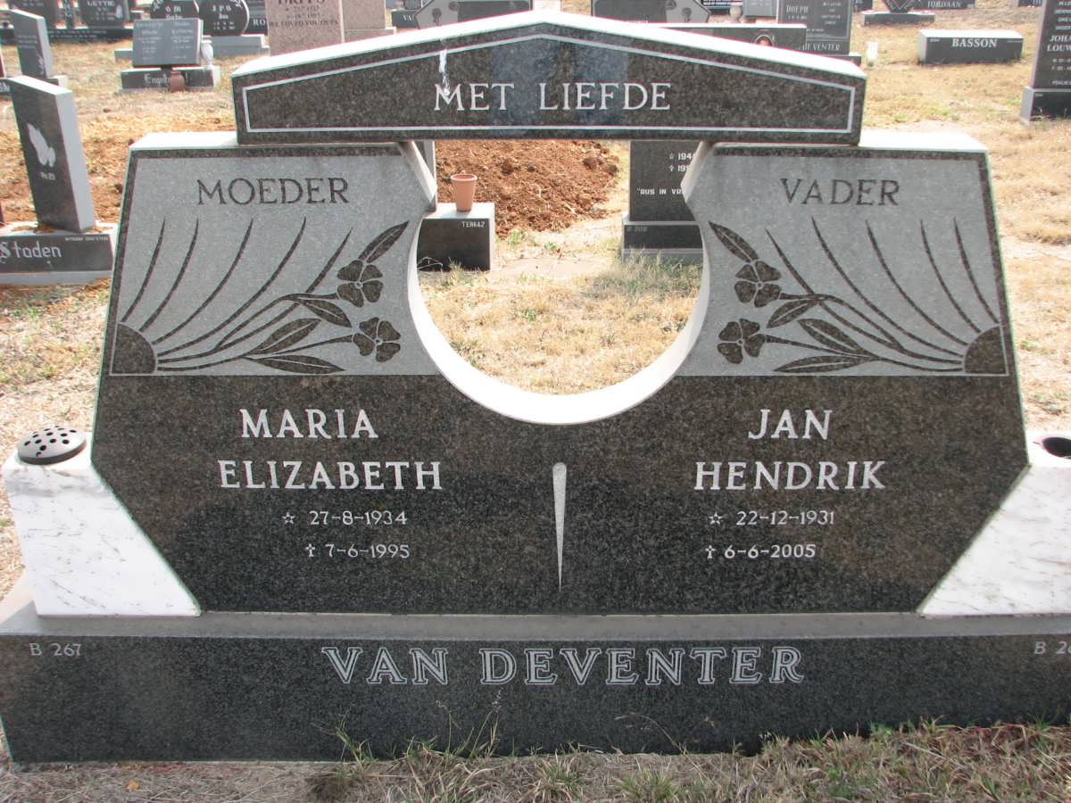 DEVENTER Jan Hendrik, van 1931-2005 &amp; Maria Elizabeth 1934-1995