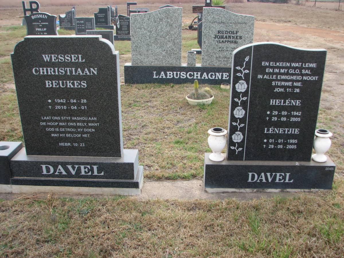 DAVEL Wessel Christiaan Beukes 1942-2010 &amp; Heléne 1942-2005 :: DAVEL Lênetjie 1995-2005