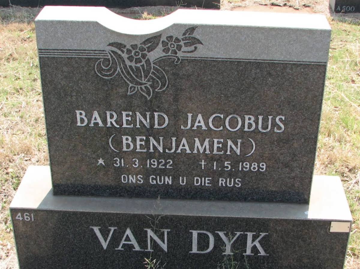 DYK Barend Jacobus, van 1922-1989