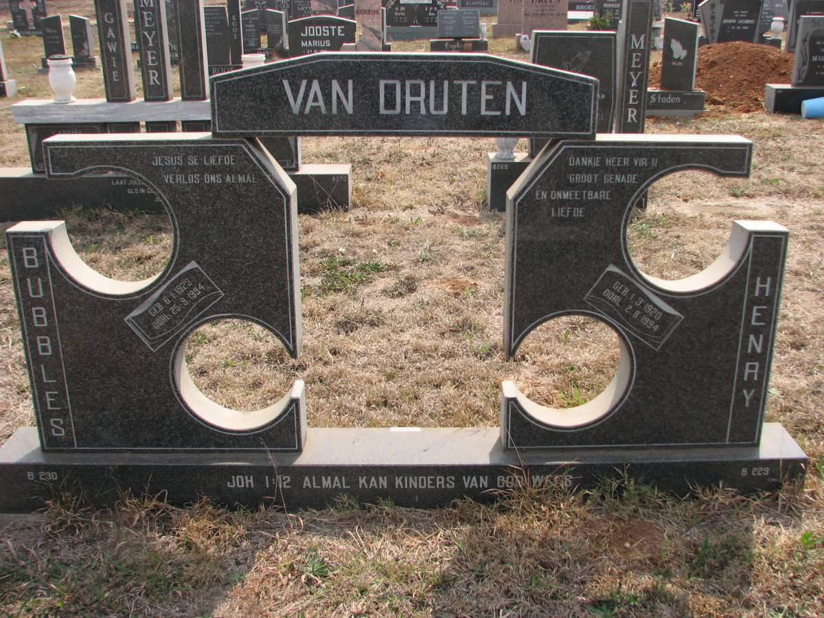 DRUTEN Henry, van 1920-1994 &amp; Bubbles 1923-1994