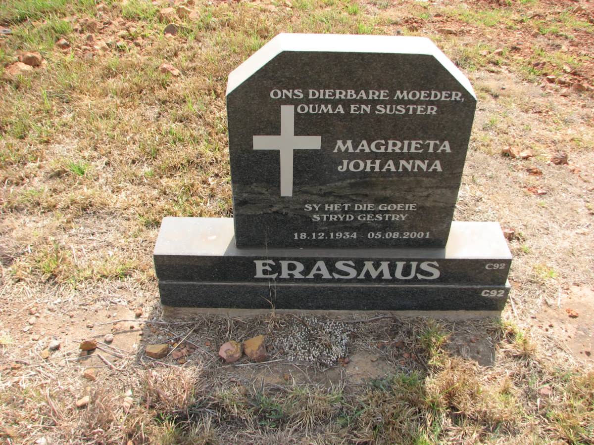ERASMUS Magrieta Johanna 1934-2001