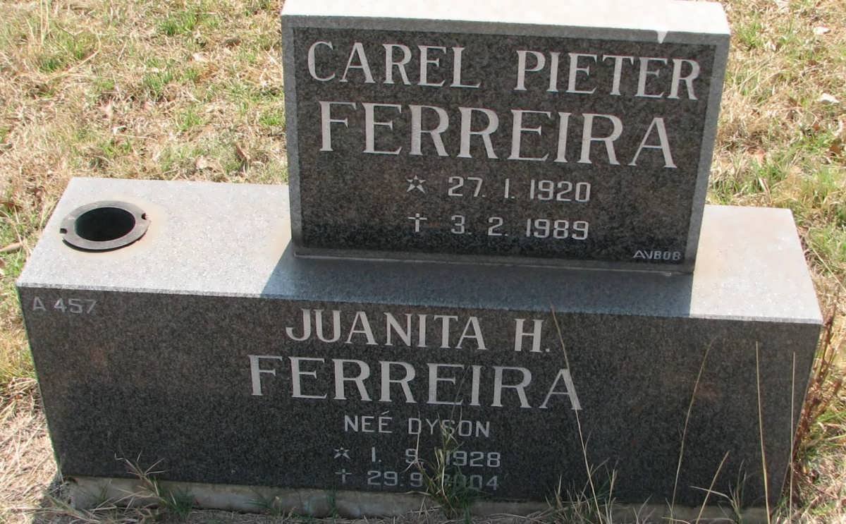 FERREIRA Carel Pieter 1920-1989 &amp; Juanita H. DYSON 1928-2004