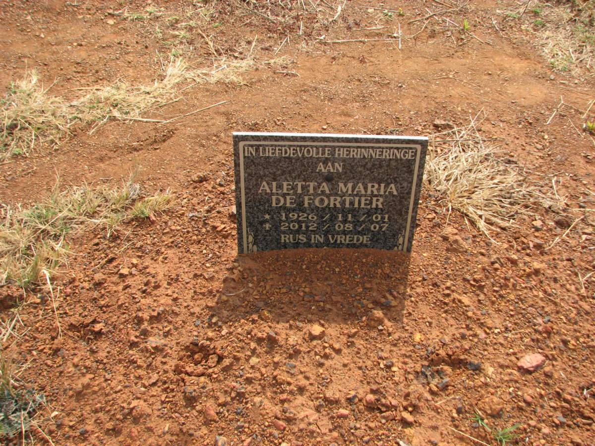 FORTIER Aletta Maria, de 1926-2012