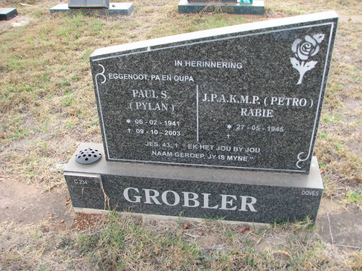 GROBLER Paul S. 1941-2003 &amp; J.P.A.K.M.P. 1945-