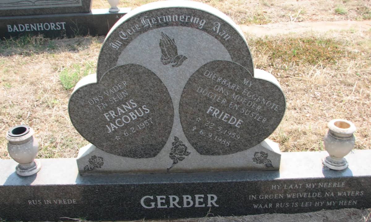 GERBER Frans Jacobus 1957- &amp; Friede 1959-1988
