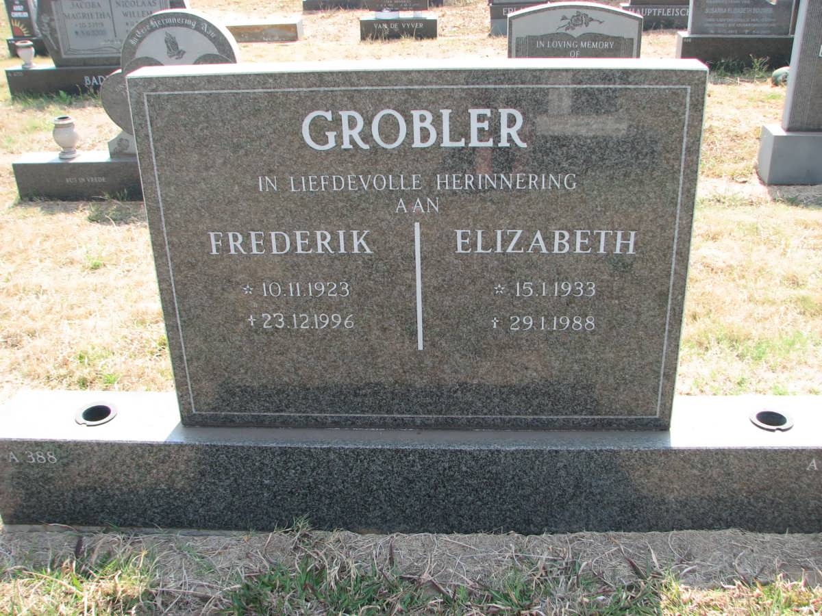 GROBLER Frederik 1923-1996 &amp; Elizabeth 1933-1988