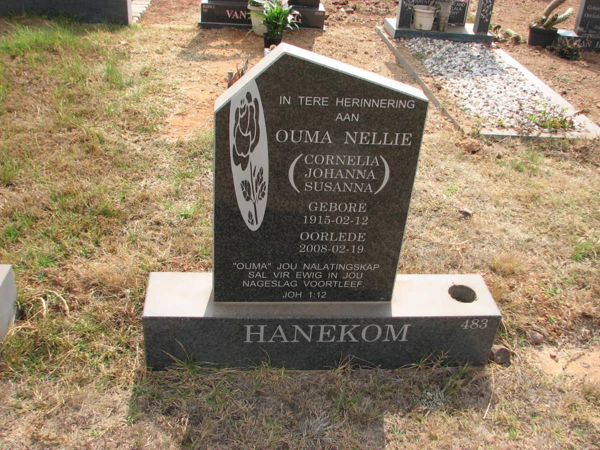 HANEKOM Cornelia Johanna Susanna 1915-2008