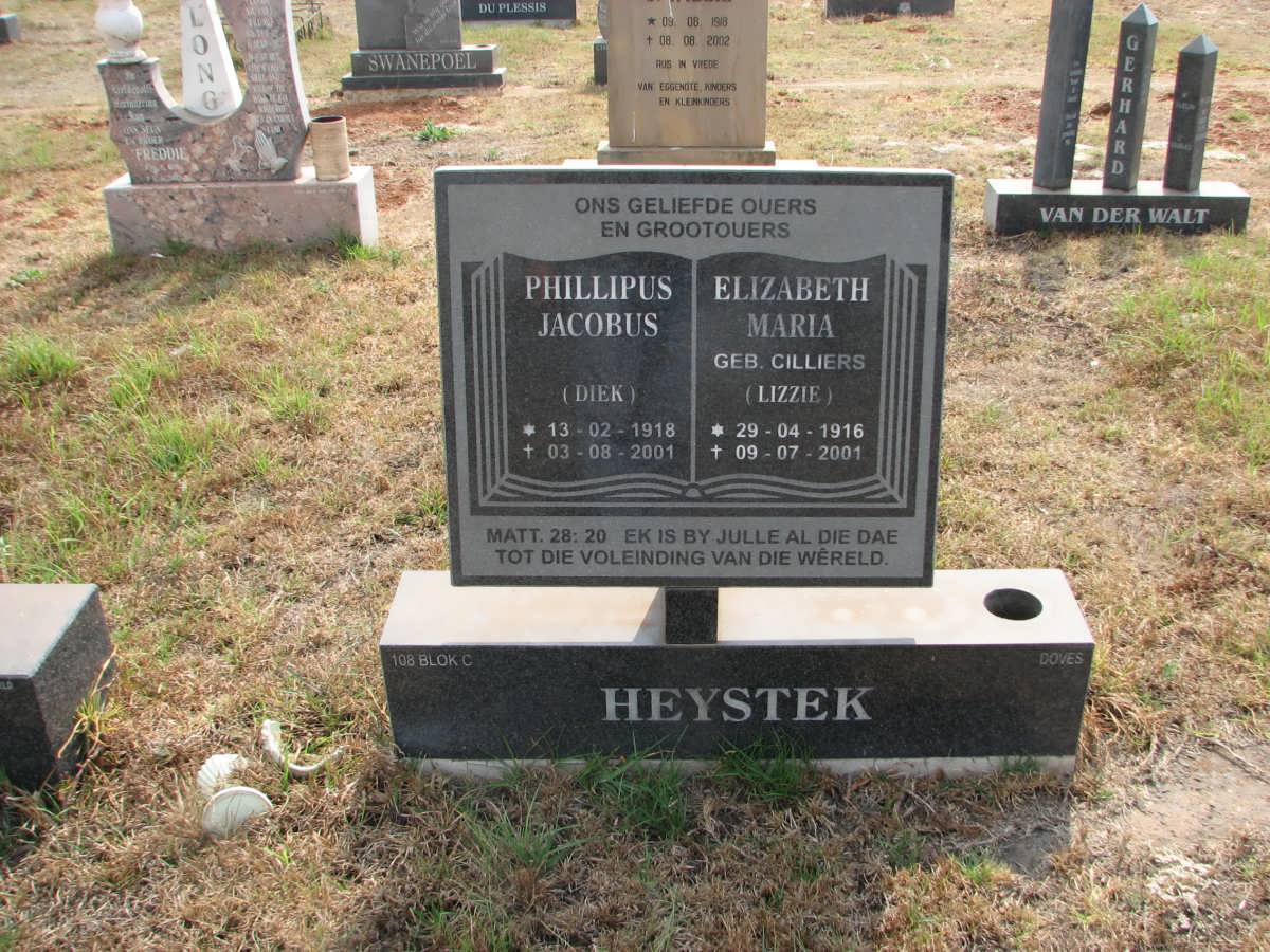 HEYSTEK Phillipus Jacobus 1918-2001 &amp; Elizabeth Maria CILLIERS 1916-2001