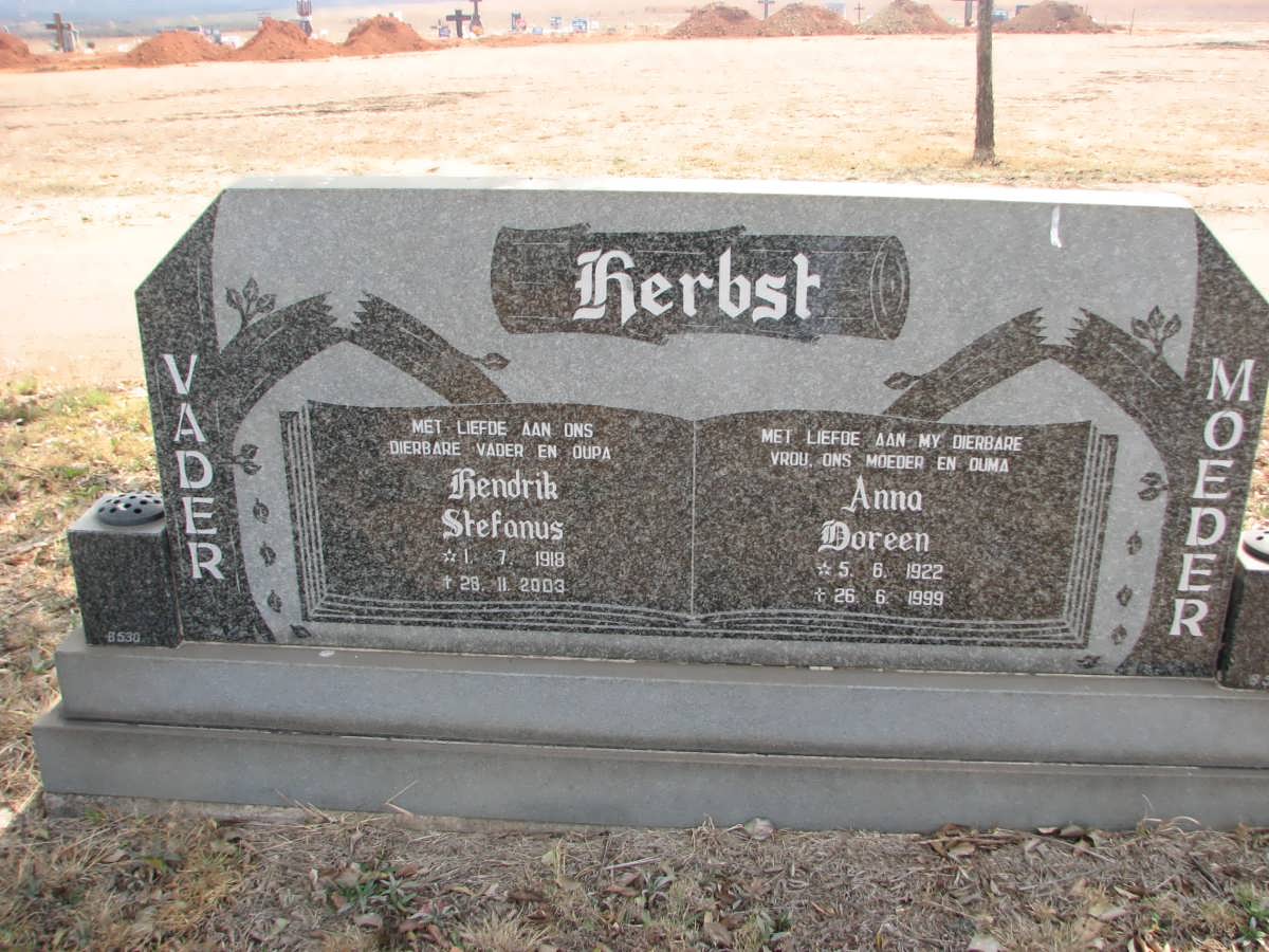 HERBST Hendrik Stefanus 1918-2003 &amp; Anna Doreen 1922-1999
