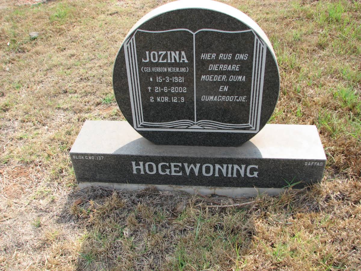 HOGEWONING Jozina nee VERDOON 1921-2002