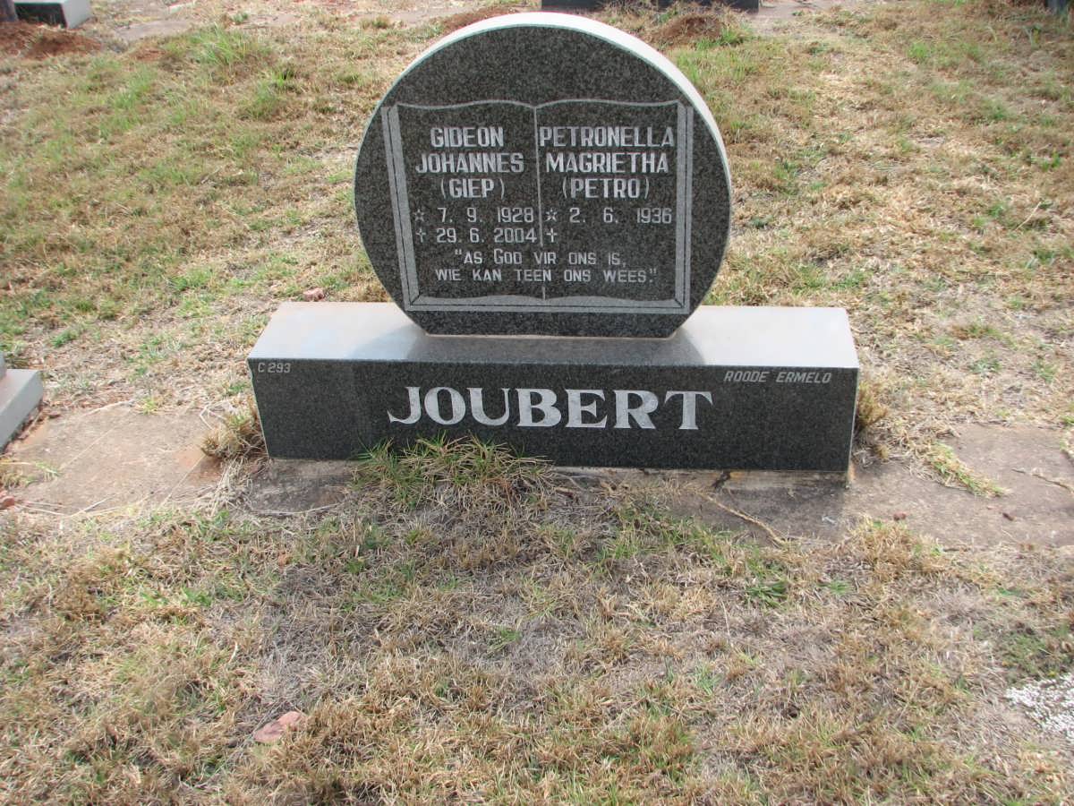 JOUBERT Gideon Johannes 1928-2004 &amp; Petronella Magrietha 1936-