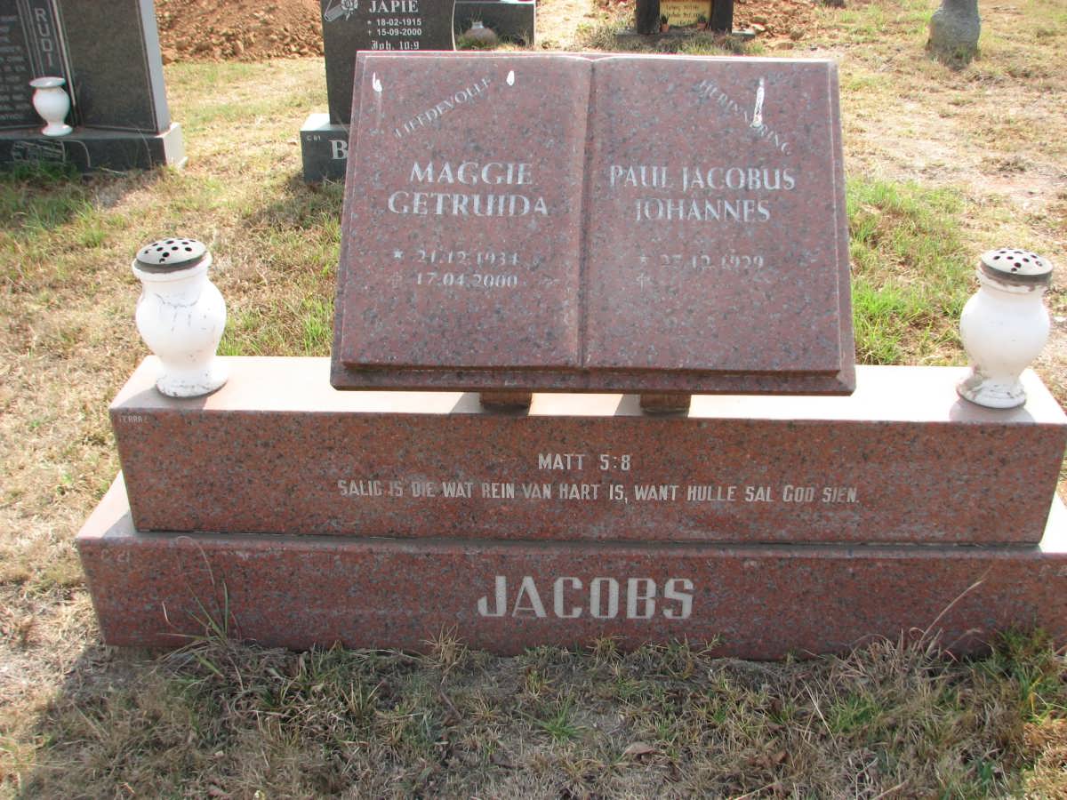 JACOBS Paul Jacobus Johannes 1929- &amp; Maggie Gertruida 1934-2000