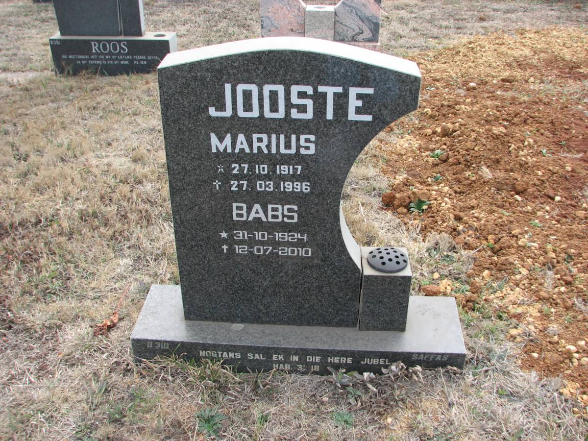 JOOSTE Marius 1917-1996 &amp; Babs 1924-2010