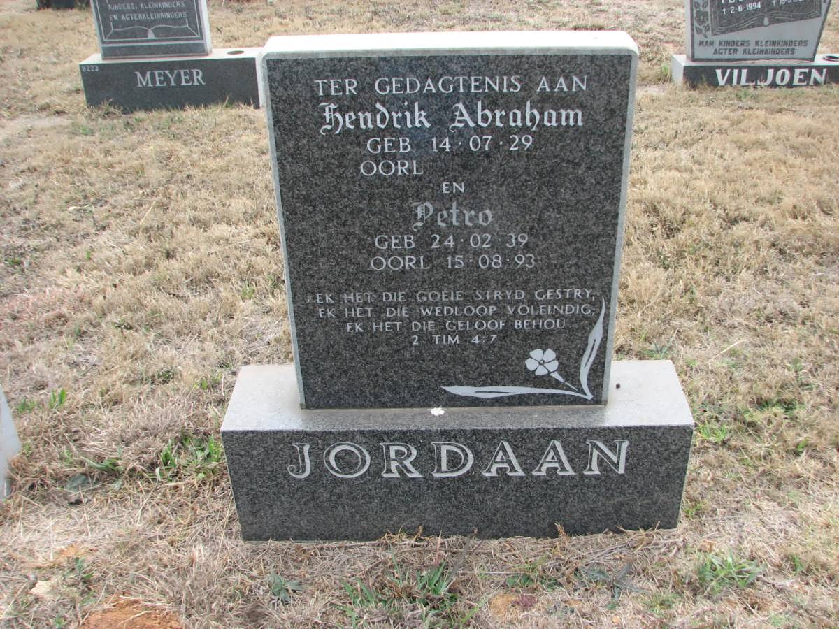 JORDAAN Hendrik Abraham 1929- &amp; Petro 1939-1993