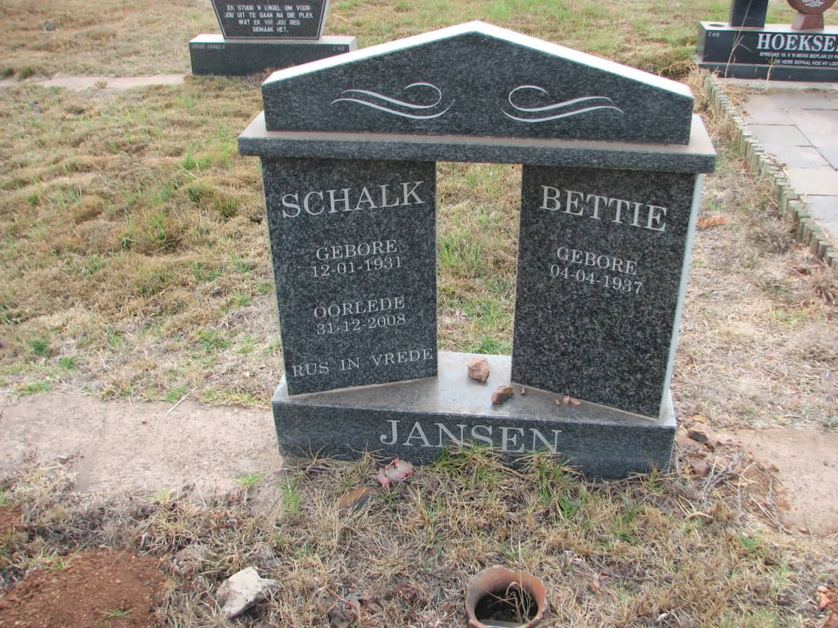 JANSEN Schalk 1931-2008 &amp; Bettie 1937-