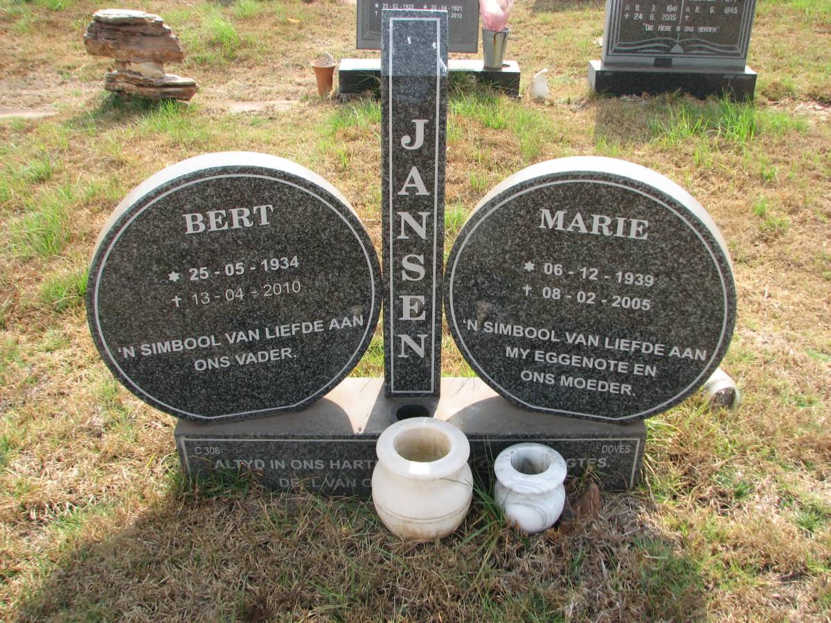 JANSEN Bert 1934-2010 &amp; Marie 1939-2005