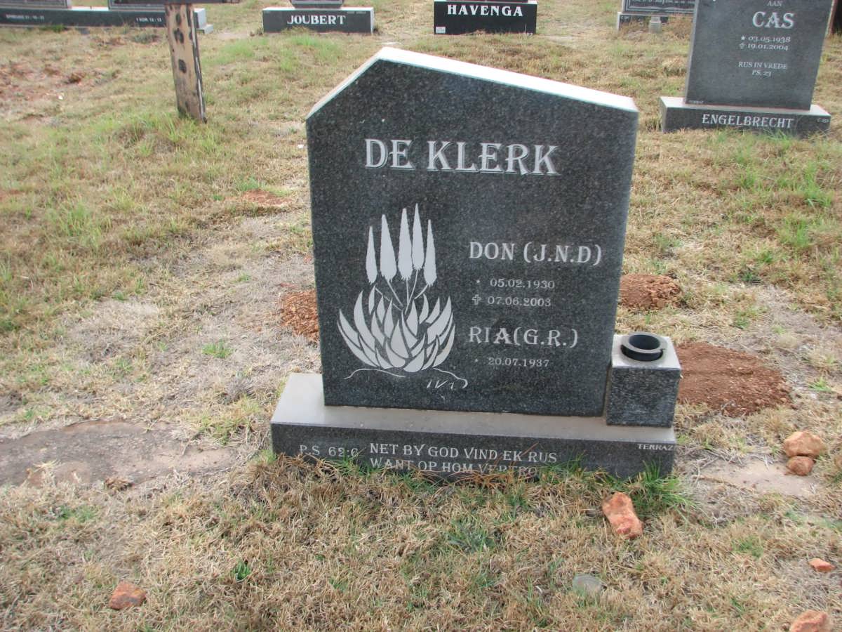 KLERK J.N.D., de 1930-2003 &amp;  G.R. 1937-