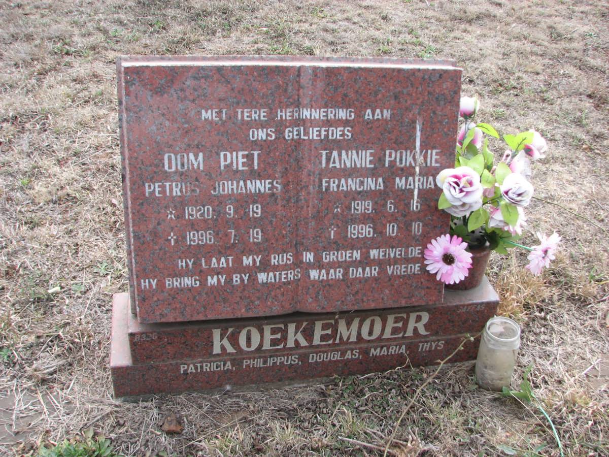 KOEKEMOER Petrus Johannes 1920-1996 &amp; Francina Maria 1919-1996