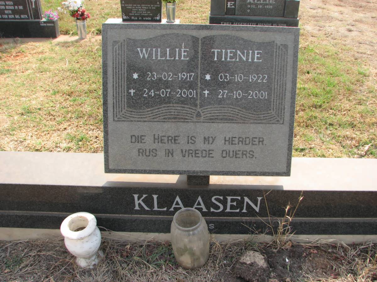 KLAASEN Willie 1917-2001 &amp; Tienie 1922-2001