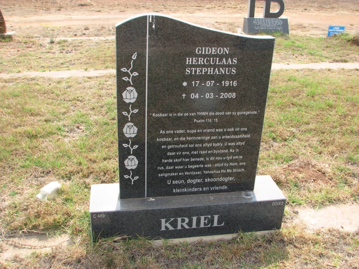 KRIEL Gideon Herculaas Stephanus 1916-2008