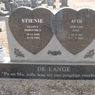 LANGE Adriaan Dirk, de 1927-1990 &amp; Gezina Dorothea 1928-1994