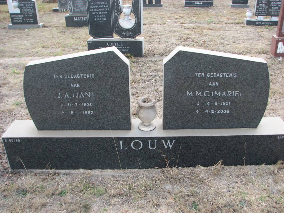 LOUW J.A. 1920-1992 &amp; M.M.C. 1921-2006