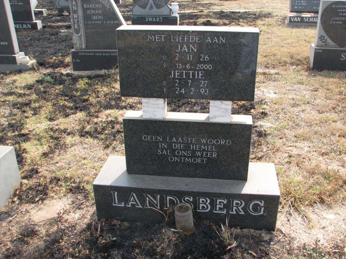 LANDSBERG Jan 1926-2000 &amp; Jettie 1927-1993