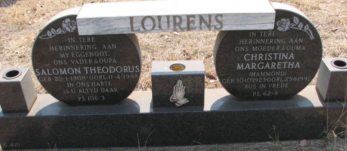LOURENS Salomon Theodorus 1908-1988 &amp; Christina Margaretha HAMMOND 1923-1992