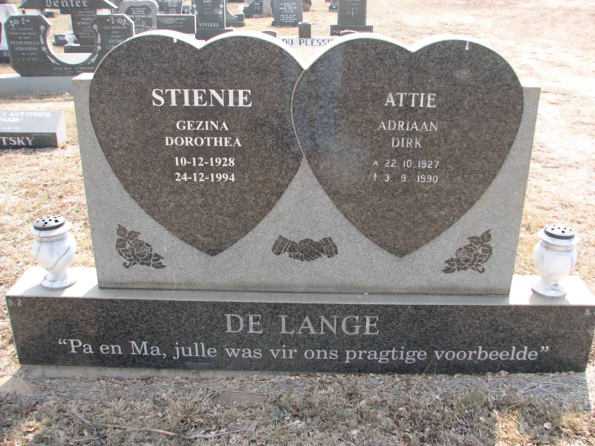 LANGE Adriaan Dirk, de 1927-1990 &amp; Gezina Dorothea 1928-1994
