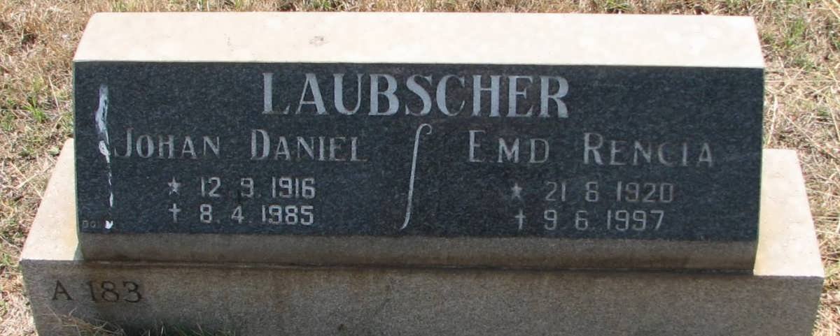 LAUBSCHER Johan Daniel 1916-1985 &amp; E.M.D. 1920-1997