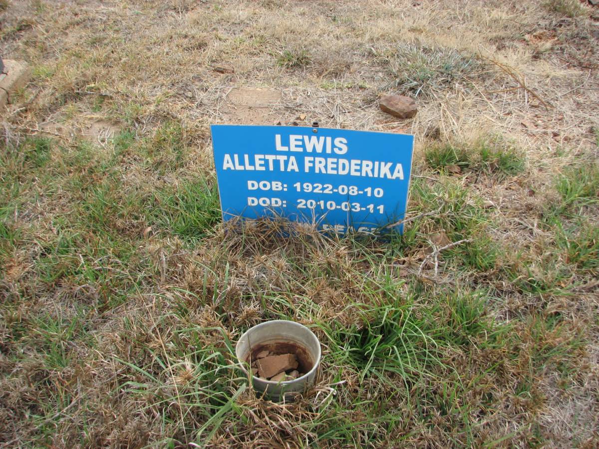 LEWIS Alletta Frederika 1922-2010