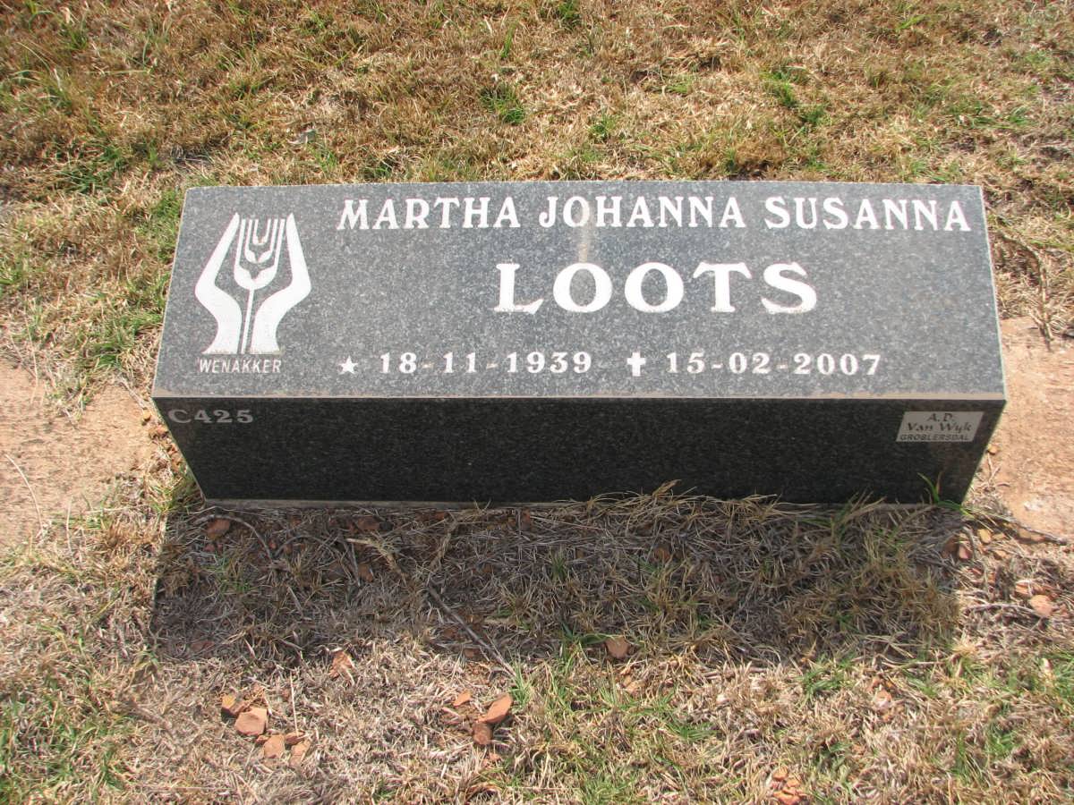 LOOTS Martha Johanna Susanna 1939-2007