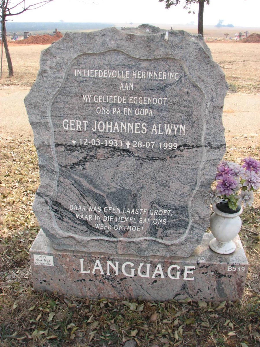 LANGUAGE Gert Johannes Alwyn 1933-1999
