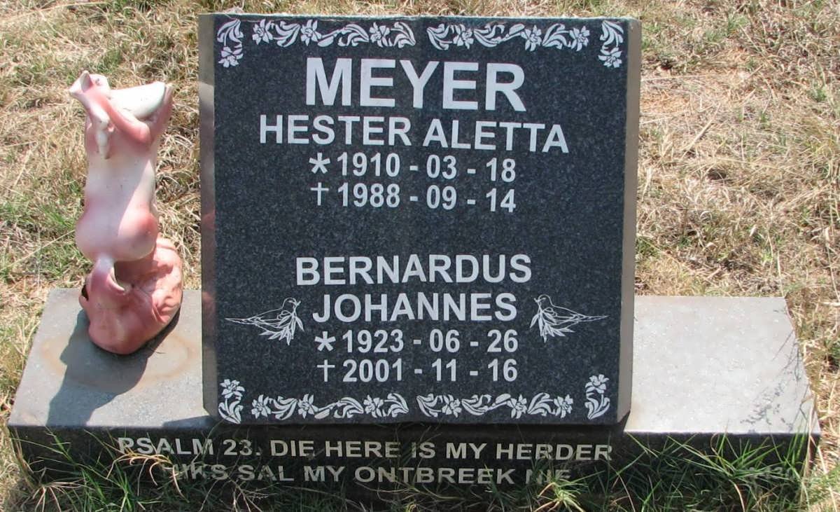 MEYER Bernardus Johannes 1923-2001 &amp; Hester Aletta 1910-1988
