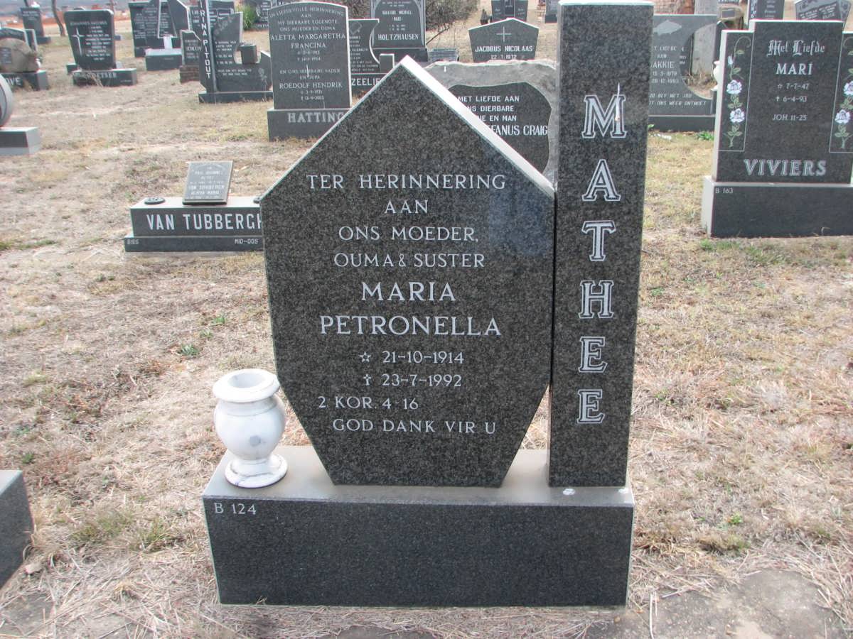 MATHEE Maria Petronella 1914-1992