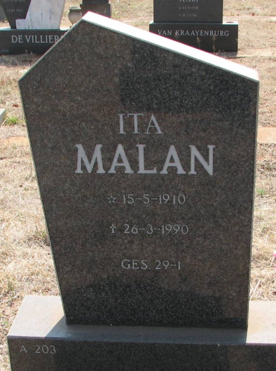 MALAN Ita 1910-1990