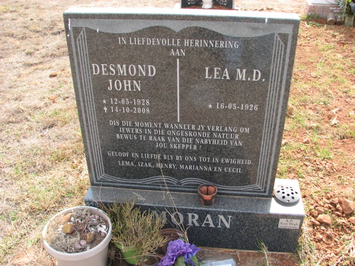 MORAN Desmond John 1928-2008 &amp; Lea M.D. 1926-