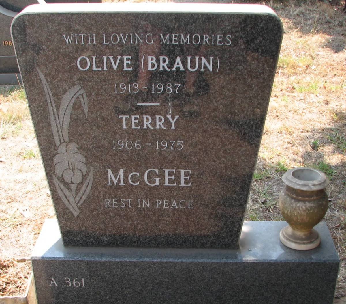 McGEE Terry 1906-1975 &amp; Olive BRAUN 1913-1987