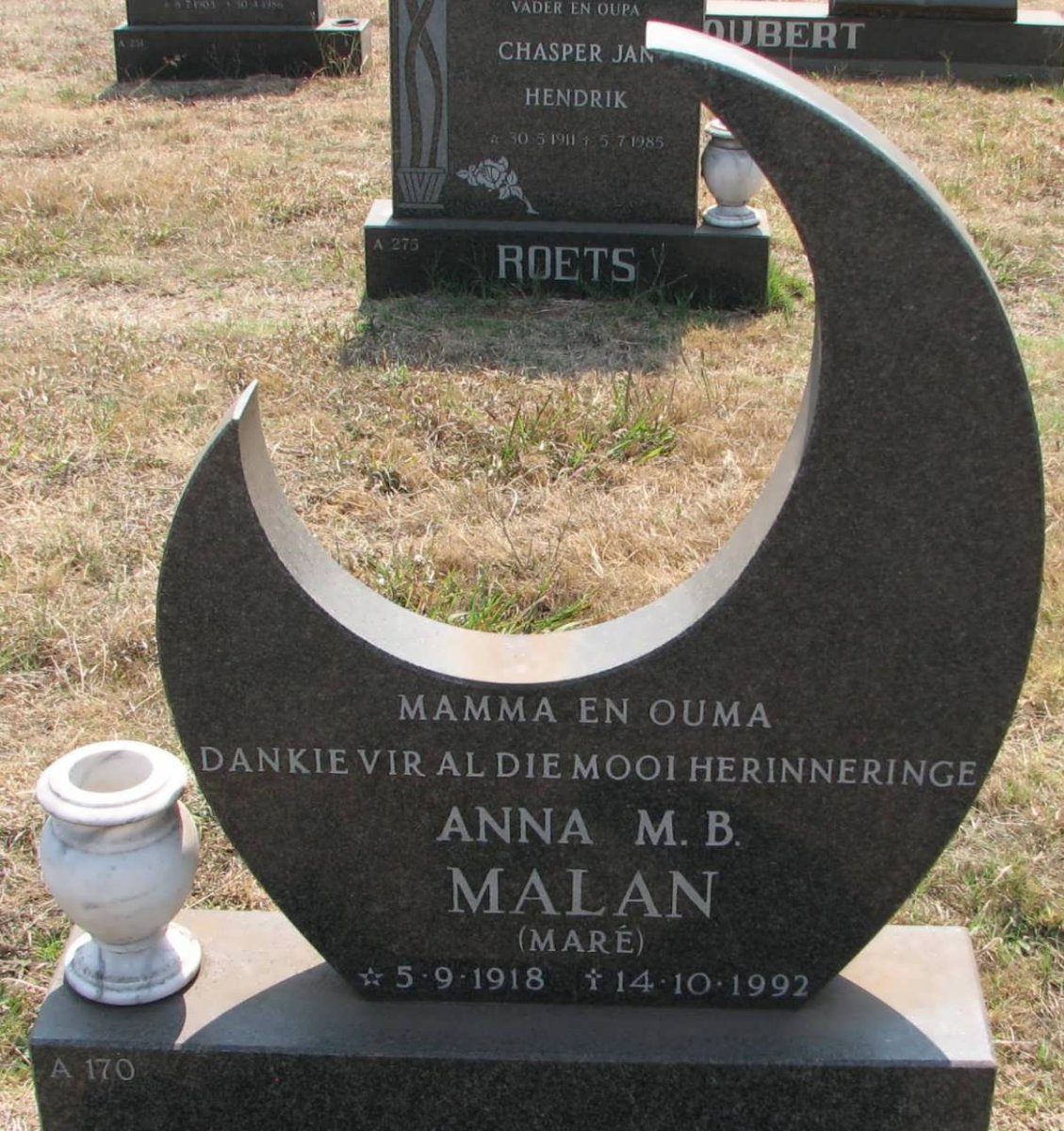 MALAN Anna M.B. nee MARÉ 1918-1992