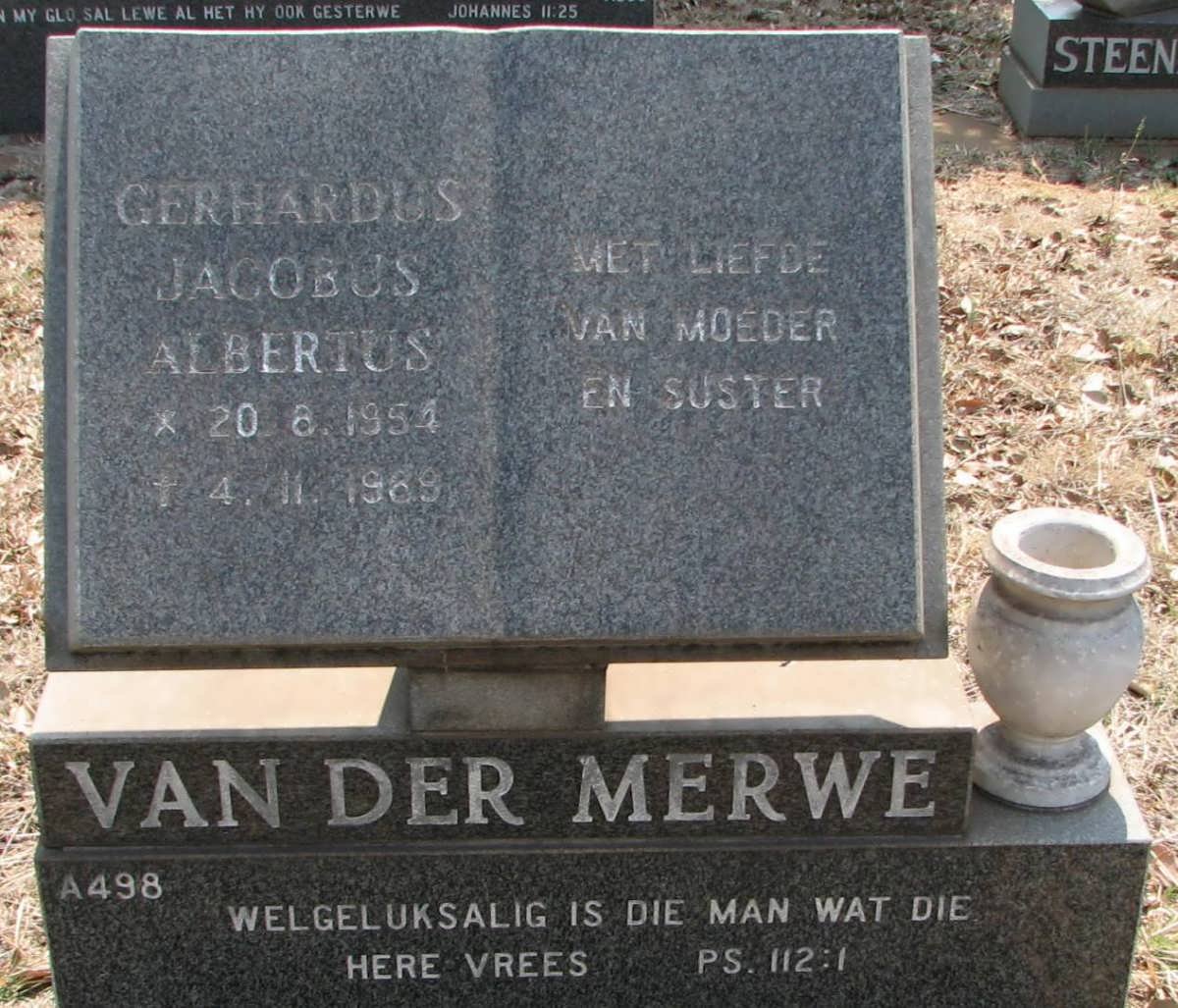 MERWE Gerhardus Jacobus Albertus, van der 1954-1989