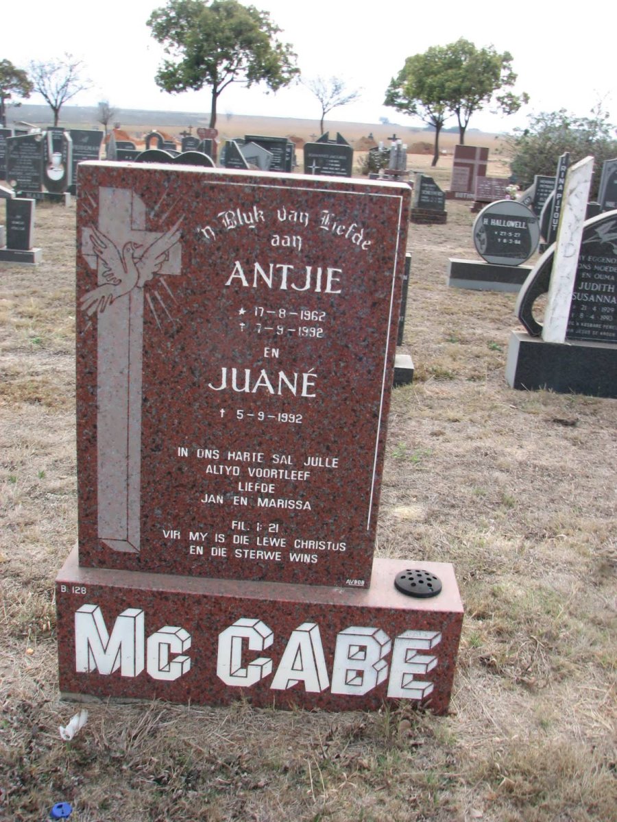Mc CABE Antjie 1962-1992 :: Mc CABE Juané -1992